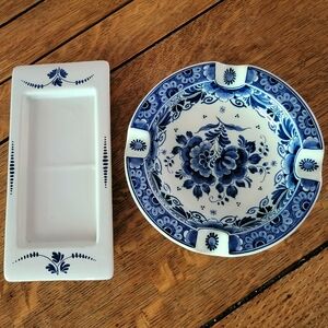 Vintage Delft Blue Ashtray & Trinket Tray